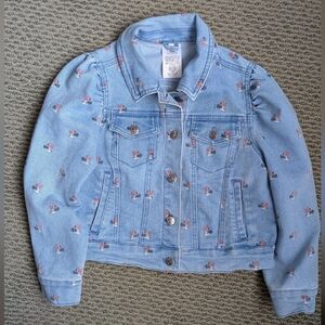 Disney Parks Girls Minnie Print Denim Jacket. Size 5/6